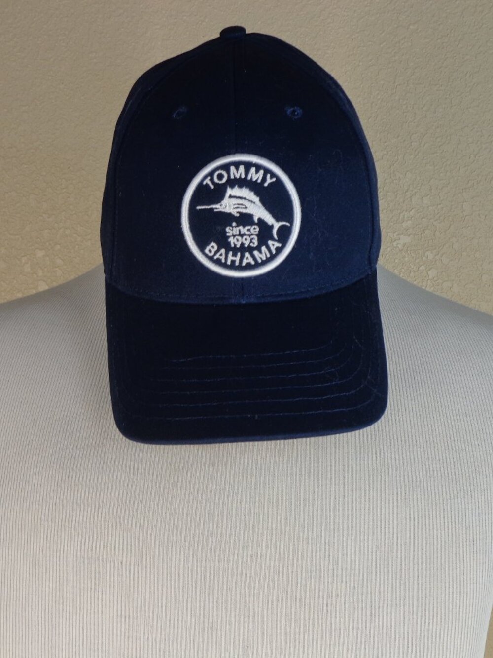 Tommy Bahama Since 1993 Marlin Fish Navy Blue Strapback Hat Baseball Cap NWOT